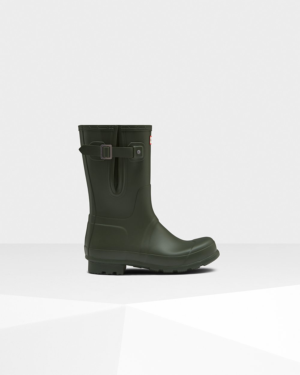 Mens Short Rain Boots - Hunter Original Side Adjustable (25EGQWKLY) - Dark Olive